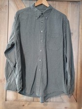 Eddie Bauer Mens Shirt XL Green Button Down Checked Cotton Classic Casual