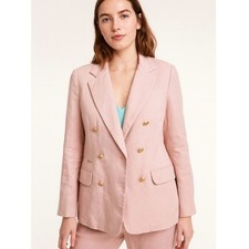 J. Crew Bristol Blazer with gold buttons size 8 medium khaki pink linen blend