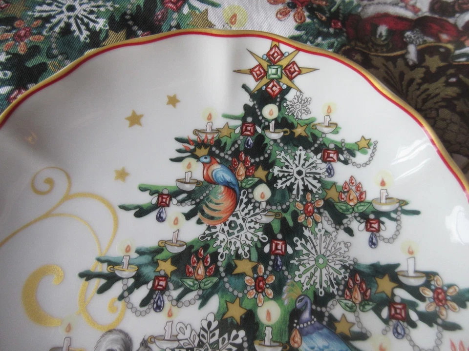 4 Williams Sonoma Twas The Night Before Christmas XMAS TREE 8-1/4" SALAD PLATES - Image 2 of 4