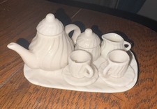 Vintage Miniature Porcelain White Tea Set Partial 7 Pieces