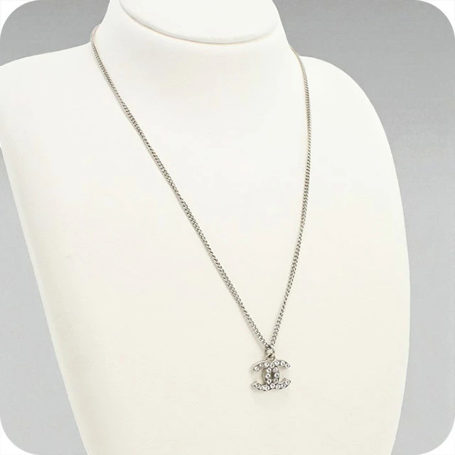 アクセサリー CHANEL Coco Mark Rhinestone Necklace Chanel Necklace Women's Silver Rhinestone Coco Mark Accessory | eBay