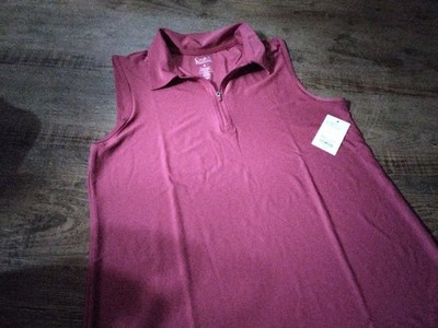 Womens Croft And Barrow Sleeveless Collared Zip Front Pull Over Top Size M  New