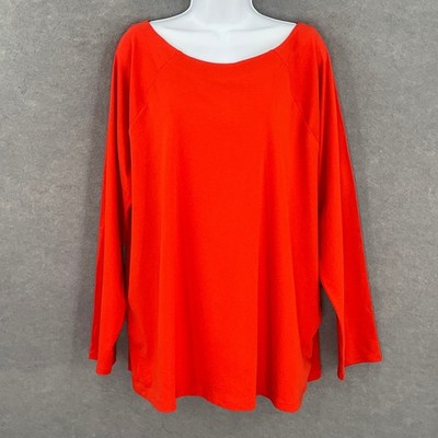 Lauren Ralph Lauren Womens Top 3X Red Long Sleeve Boat Neck Knit Casual Blouse