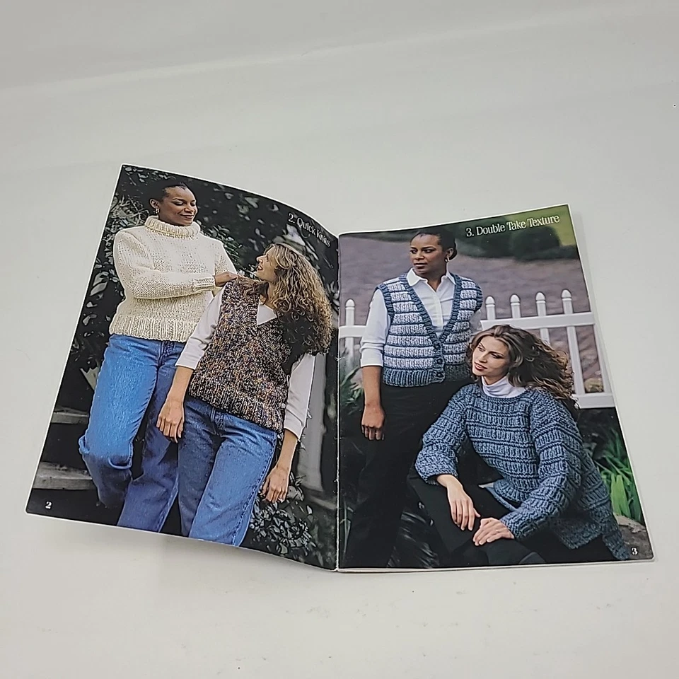 TWICE AS NICE knit crochet pattern booklet sweater scarf hat bag Red Heart 2000 - Image 3 of 4