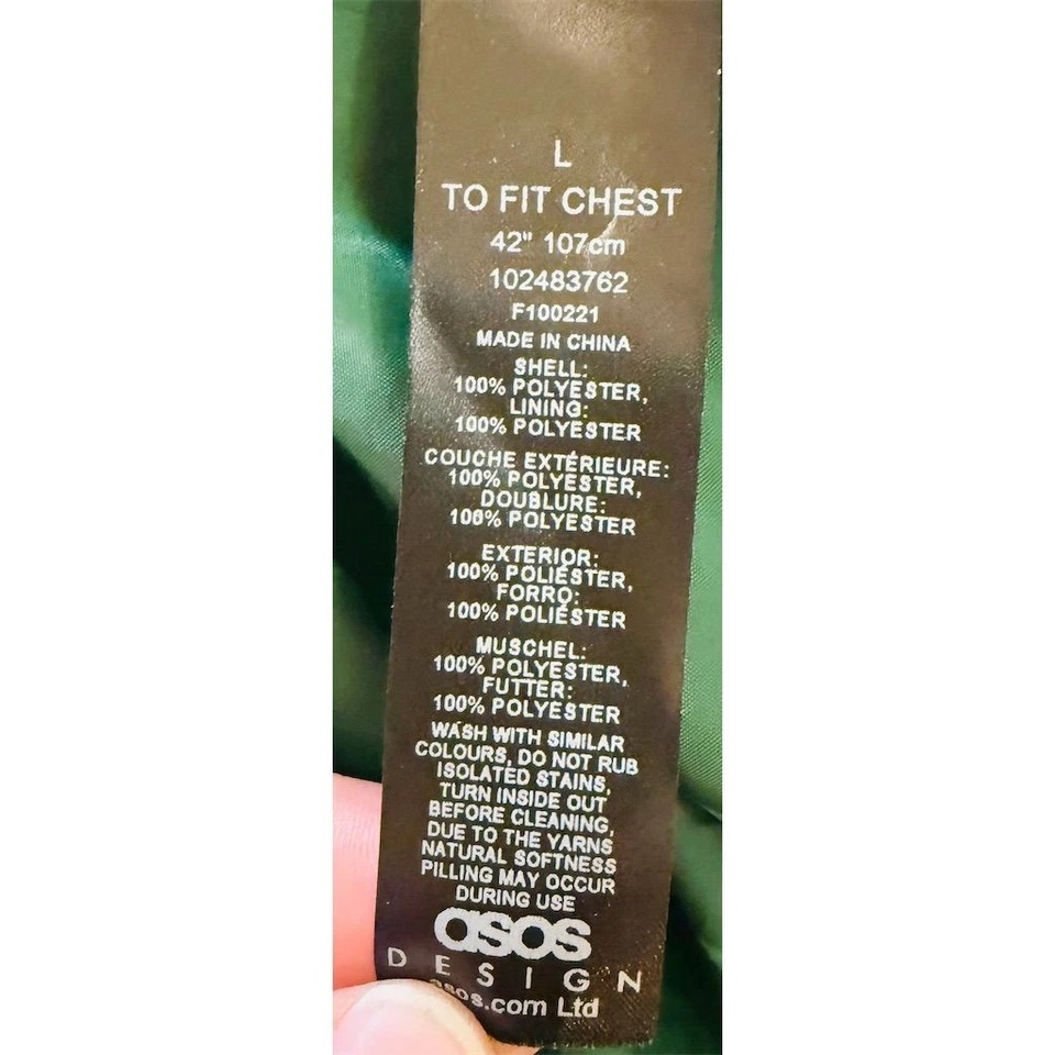 ASOS DESIGN Men Green Plaid Harrington Jacket L Casual Fall cabincore lumberjack - Image 3 of 4