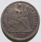 1877-CC Seated Liberty Silver Dime Fine+, Carson City Mint 10C