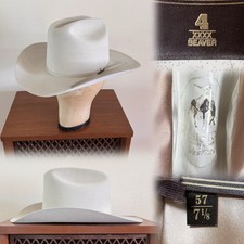 80s Resistol Cattleman 4x Beaver Silverbelly 7 1/8 LONG OVAL Cowboy Western Hat