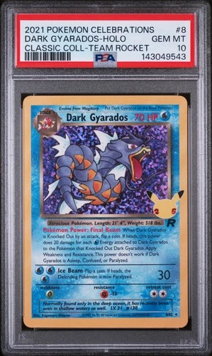2021 POKEMON CELEBRATIONS CLASSIC COLLECTION #8 DARK GYARADOS-HOLO PSA 10