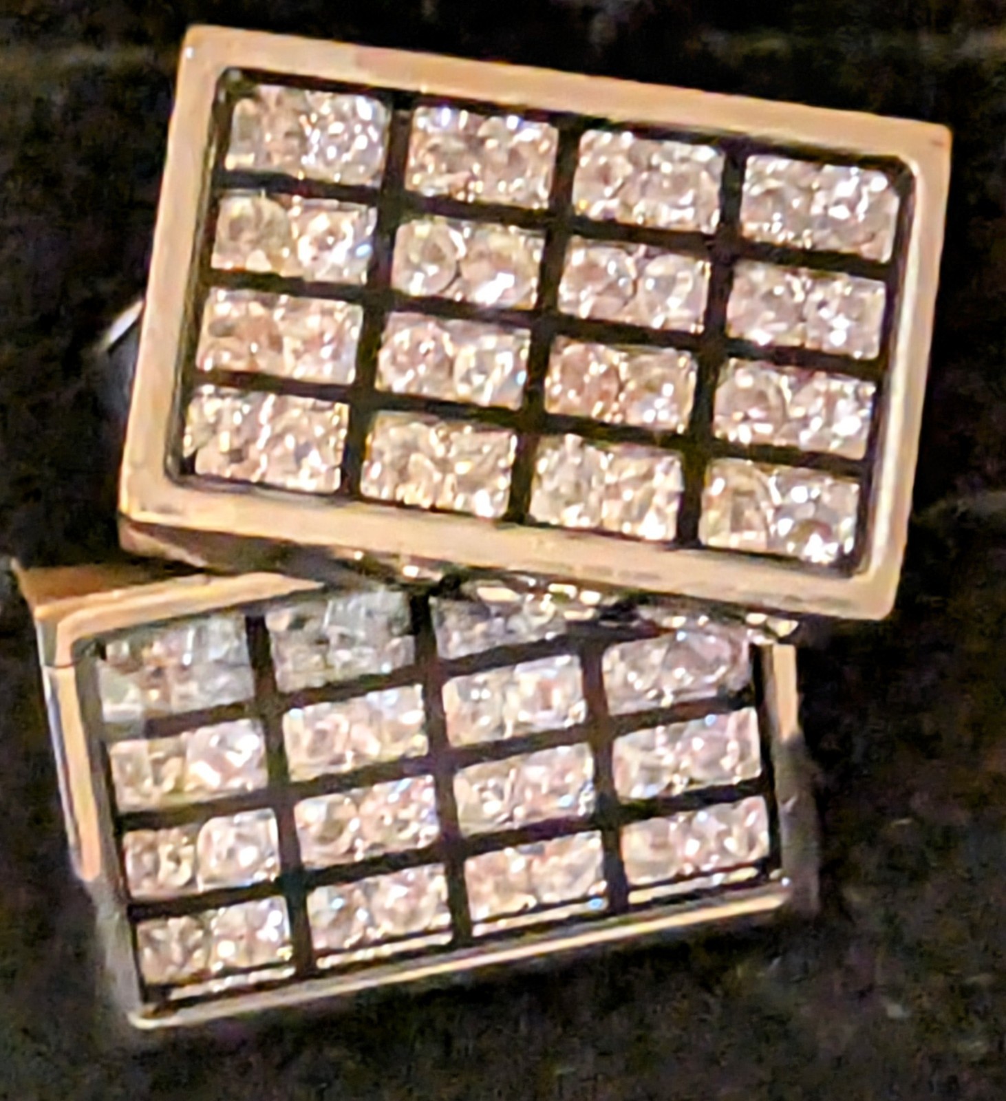 DIAMOND PATTERN & Silver Rectangle Cufflinks - image 1