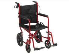 Drive Medical Lightweight Expedition Folding Transport Wheelchair w/ Hand Brakes