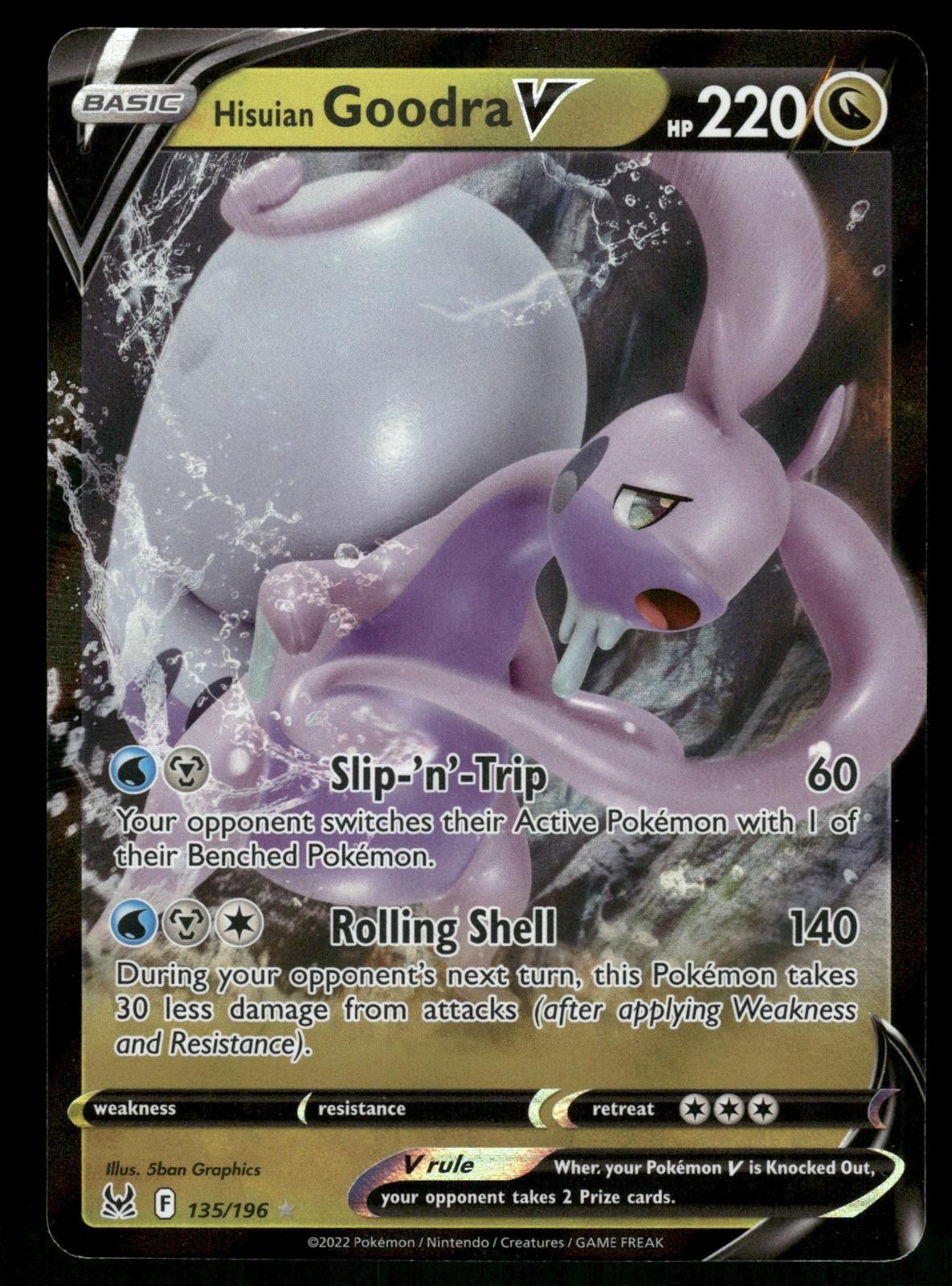 Hisuian Goodra V 135/196 Holo V Rare Lost Origin Pokemon NM