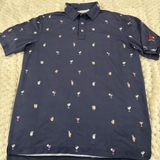 Straight Down Performance Golf Polo Shirt Men's Medium AOP Poly Stretch