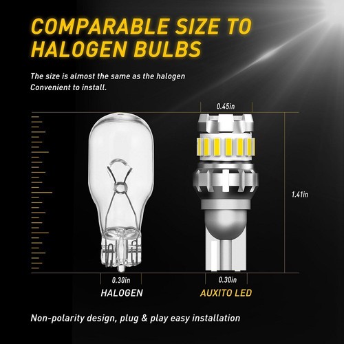 AUXITO 921 912 T15 LED Reverse Backup Light Bulb 2400LM 6500K Super Bright 2FA - Foto 6 di 7