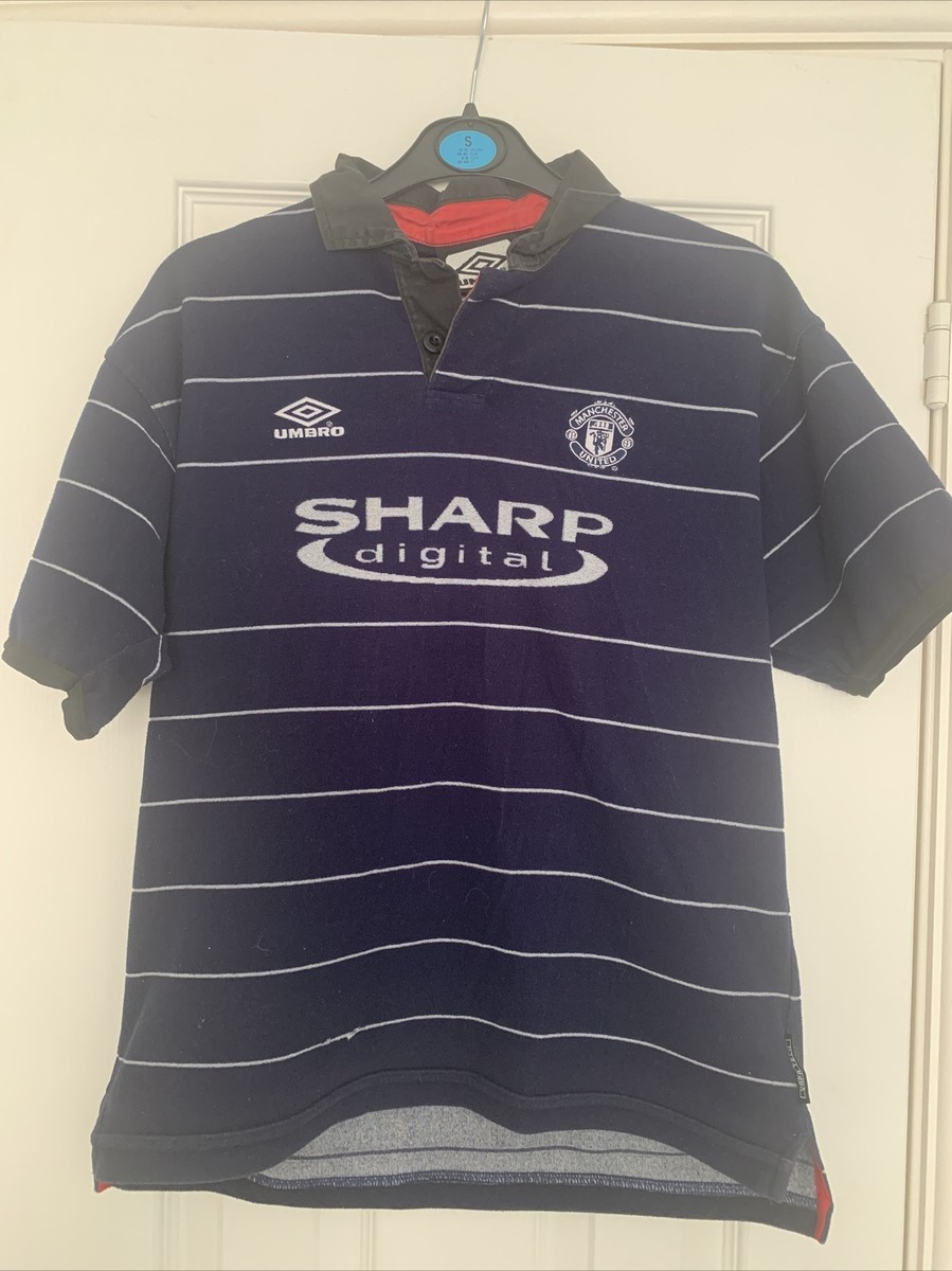 manchester united away shirt 99/00 velour, L Boys vintage umbro
