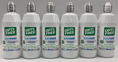 6PK Alcon Opti-Free PureMoist w/ HydraGlyde ~ 10 FL OZ Each ~ EXP 11/25 & 12/26