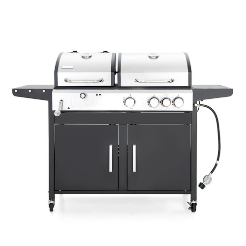 GAS CHARCOAL OUTDOOR GRILL BBQ Combo Dual Fuel Propane Stainless Steel - Picture 8 of 10