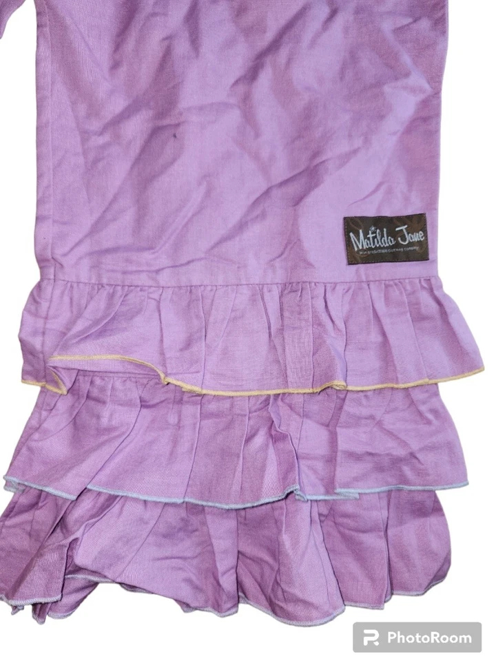 Pantalones con volantes violeta dulce Matilda Jane para niñas lavanda talla 14 mezcla de lino Foto 4 de 4