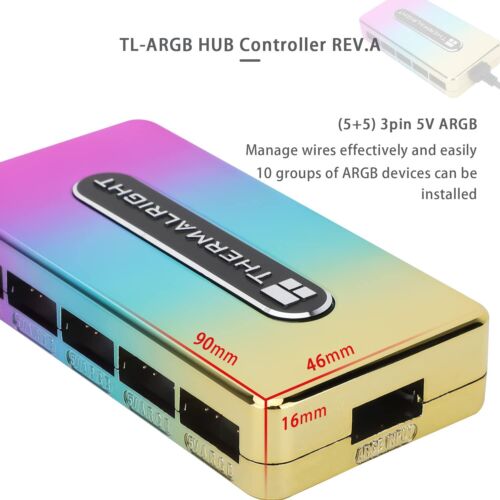 Thermalright Integrato ARGB Fan Hub, 10 Porte 3 Pin PC Fan Controller, 5V Ventola... - Foto 2 di 9