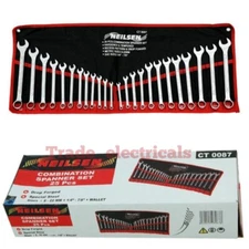 25PC COMBINATION SPANNER WRENCH SET METRIC AF IMPERIAL RING OPEN IN CASE CT0087