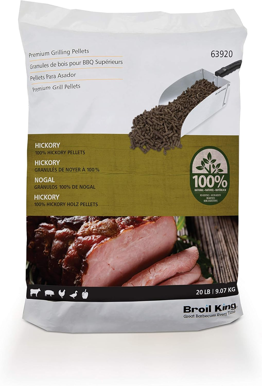 63920 100% Hickory Hardwood Grilling Pellets, Wood