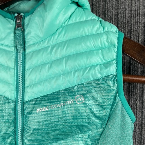 Free Country Vest Girl Large (14 / 16) Green Hooded Packable Quilted Lightweight - Picture 5 of 19