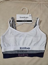 Bebe 3 kids Girls White Blue Grey Seamless Bralettes Size L 34 New