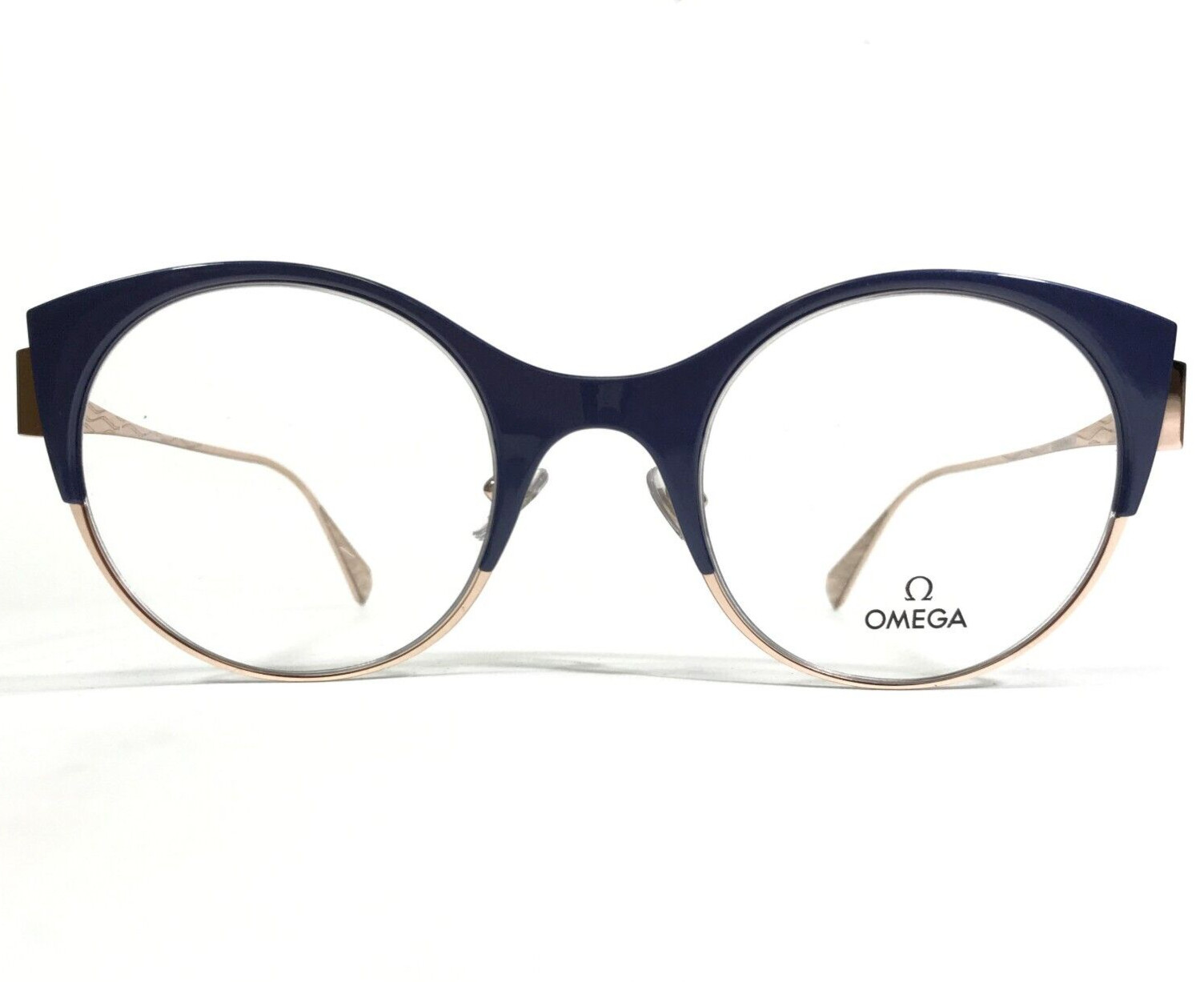 Круглая металлическая оправа для очков OMEGA OM5002-H 090 сине-золотистый кошачий глаз 51-23-140 50190₽