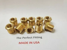 Lot of 10 Pcs. Brass Hex Reducing Bushing 3/8" Male NPT x 1/4" Female NPT