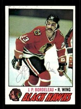 JP BORDELEAU SIGNED 1977-78 TOPPS HOCKEY #156 - CHICAGO BLACKHAWKS AUTO