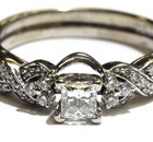 GSI 14k white gold .72ct princess diamond engagement jacket ring 4.9g womens 9 — photo 2