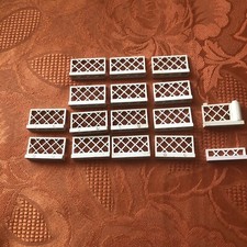 15 Lego White Vintage 3185 Fence Panels, 1 Gate 3358 , 1 Half Height 3633 Panel