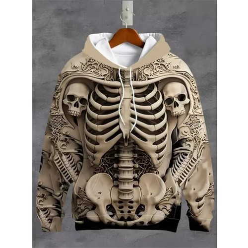 Herren 3D Skelett Totenkopf Print Hoodie - Relaxed Fit, Polyester - Bild 7 von 24