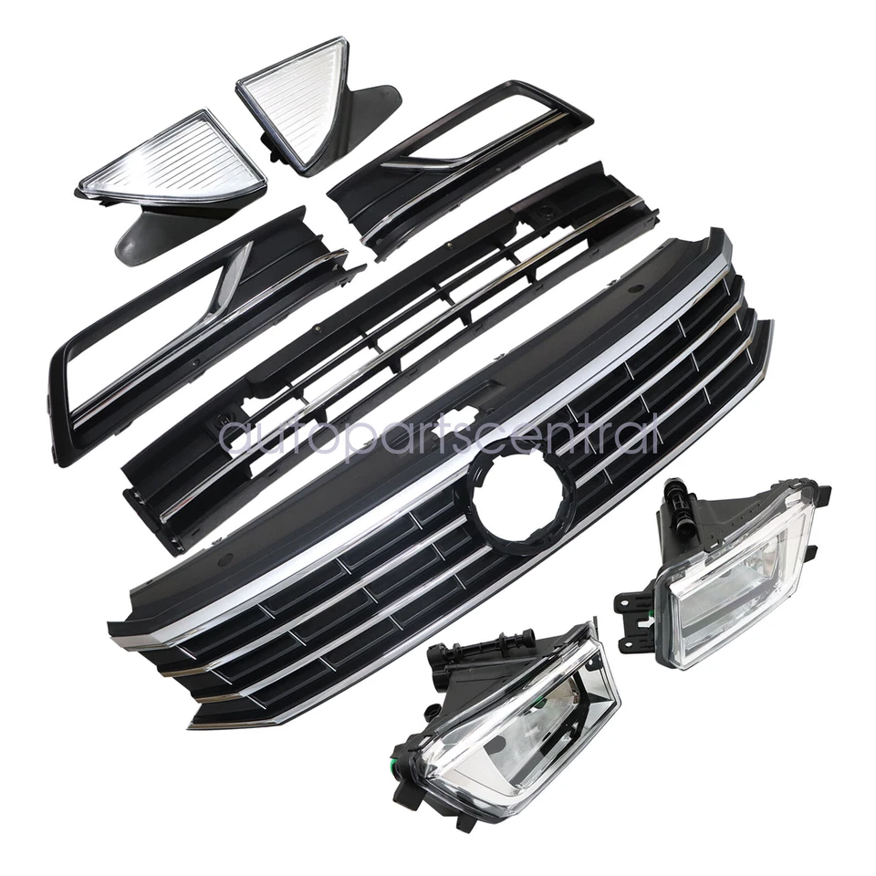 Juego de 8 piezas de bisel antiniebla parrilla inferior superior parachoques delantero para Passat 2016-2019 Foto 2 de 4