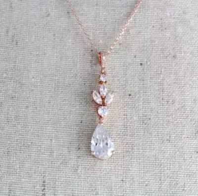 Lab-Created Diamond 14K Rose Gold Plated 1.90Ct Pear Cut Women's Pretty Pendant