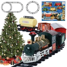 Vintage Around Christmas Tree Track Rocky Mountain Train Playset With Headlight