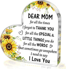 Mothers Day Gifts for Mom from Daughter Son, to My Mom Acrylic Heart Sign Presen
