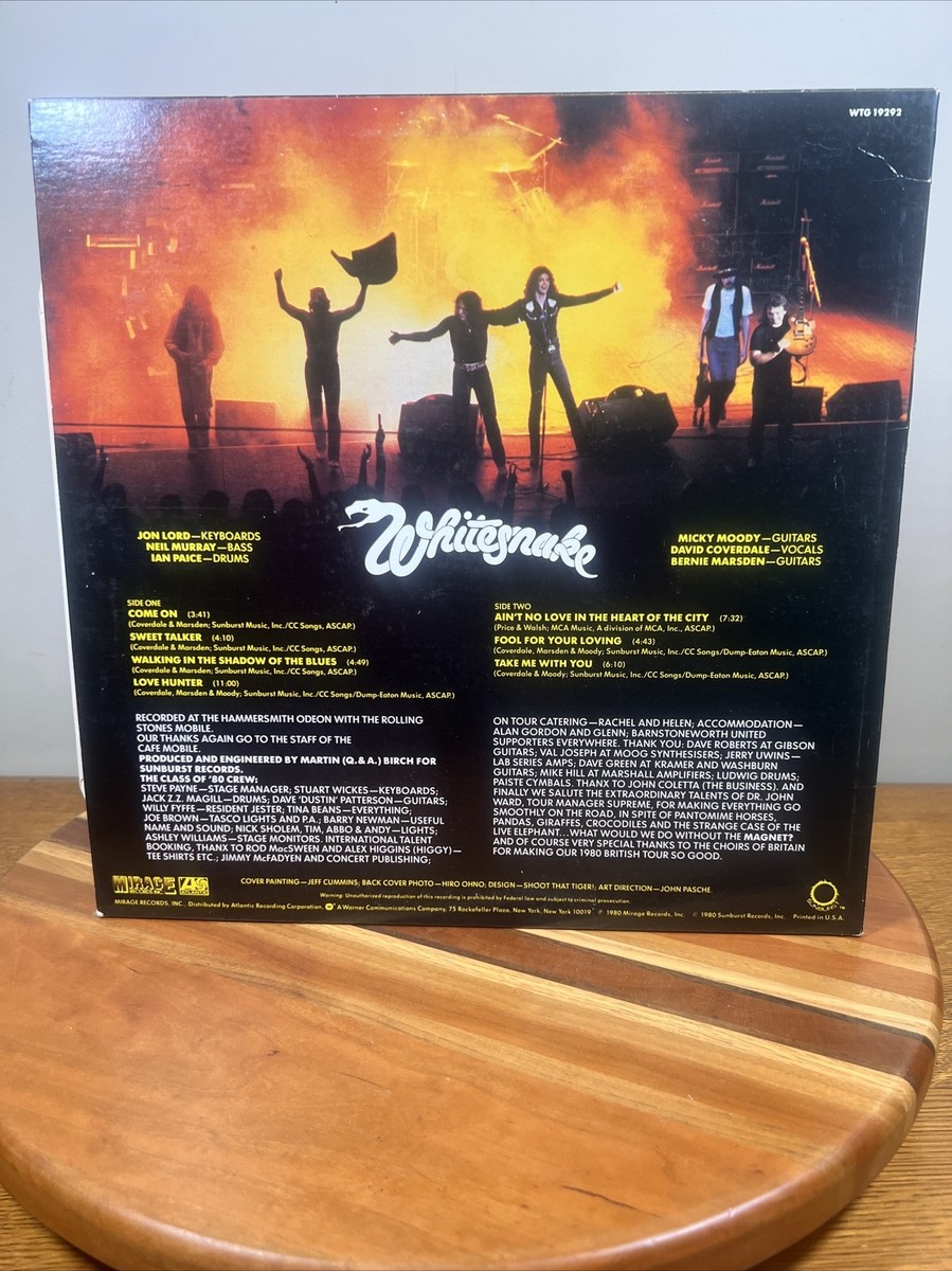 WHITESNAKE - LIVE IN THE HEART OF THE CITY, original LP 1980, WTG