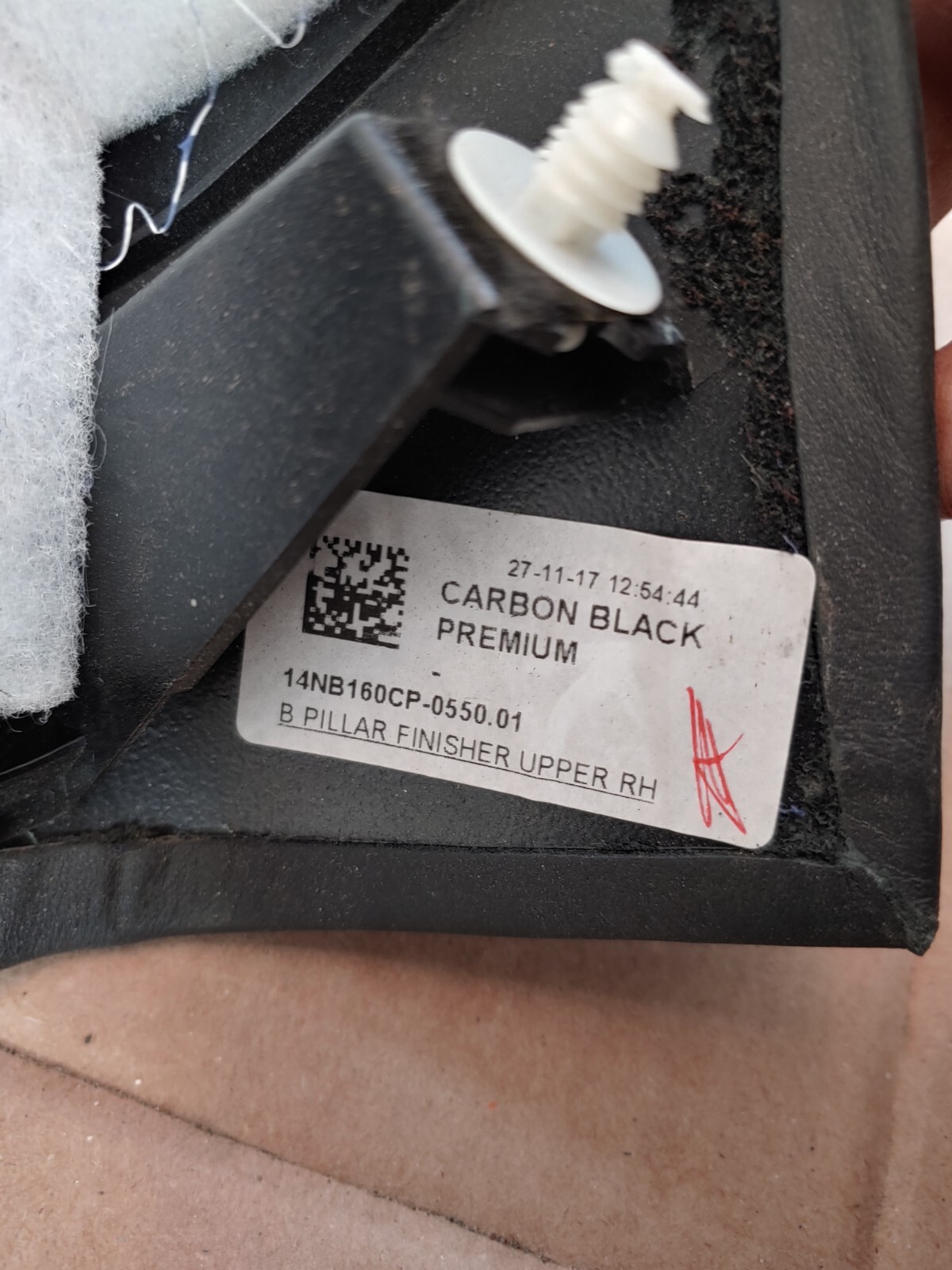 2018 17 19 20 MCLAREN 720S RH RIGHT B PILLAR UPPER TRIM FINISHER COVER 14NB160CP