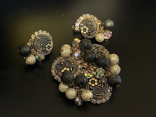 Vintage Juliana D&E Wheat Flower Gold Rhinestone Brooch Earrings Demi Parure - Picture 2 of 4