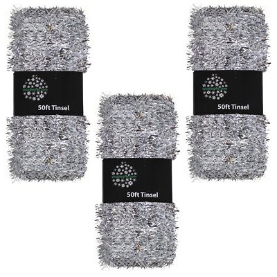 Weihnachtsbaum 3 Packungen 50 Fuß x 3 cm Lametta TOP PREIS - Silber