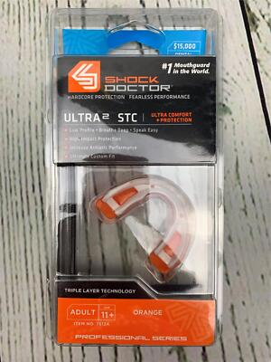 Shock Doctor Ultra 2 STC Mouth Guard Detachable Strap Football Helmet Orange Adu