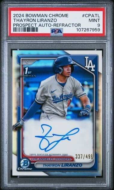 2024 Bowman Chrome Thayron Liranzo Prospect Auto Refractor 1st # /499 PSA 9