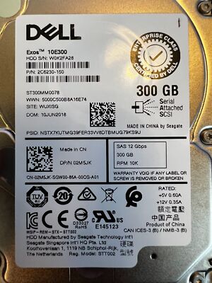 ST300MM0078 / 02M5JK Dell 2M5JK 300GB 3.5'' SAS 12Gbs HD TESTED
