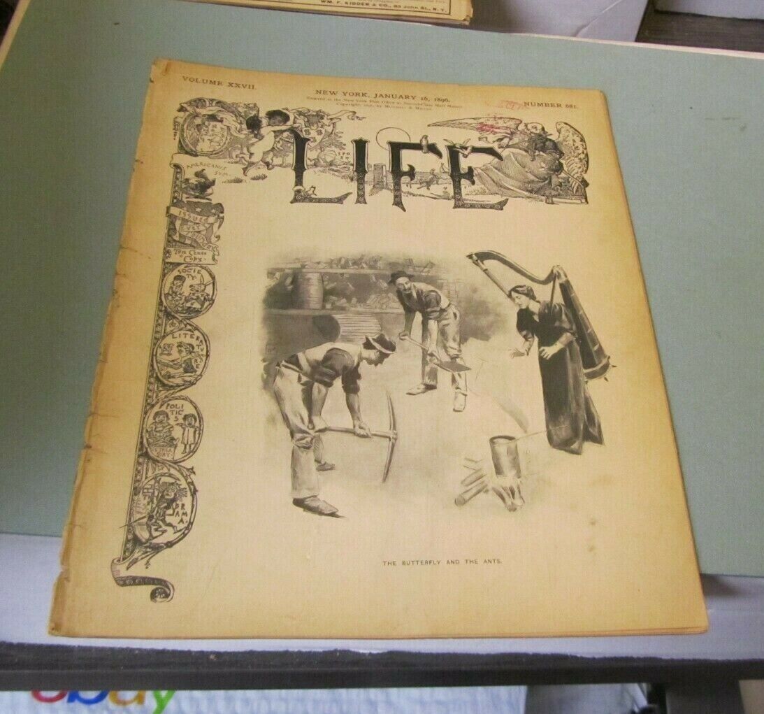January 16 1896 New York Life Magazine 681 Society Literature Politics  Cartoons | eBay