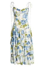NWT Reformation Kesia in Lucca Floral Tie Strap Georgette Tiered Midi Dress 12