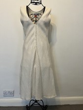 ODYSSEE Designer Textured Plunge Neck Midi Evening Dress in Cream UK 10