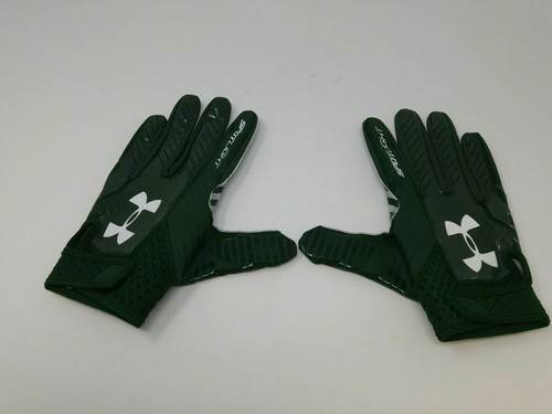 New Under Armour Men's Green/Green/White Spotlight WR Football Gloves - Picture 3 of 4