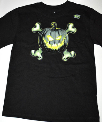 Boy's Poison Pumpkin Glow In Dark Black Short Sleeve T-Shirt Top Sizes S-2XL