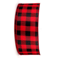 Red Black Buffalo Plaid 2.5" by 2 yd Wired Ribbon Country Everyday Farmhousej
