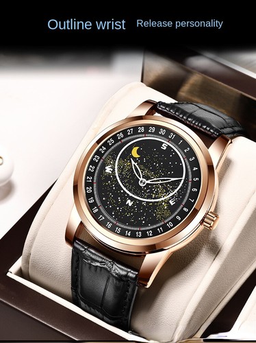 Rotating Starry Sky Quartz Watch Men's Watch Waterproof Luminous - Picture 12 of 20